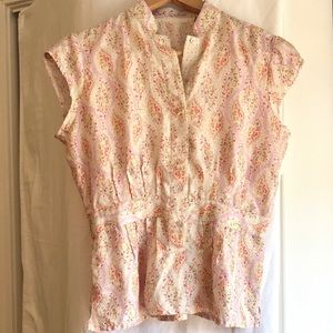 Robert Graham peplum button down, paisley print, size 4